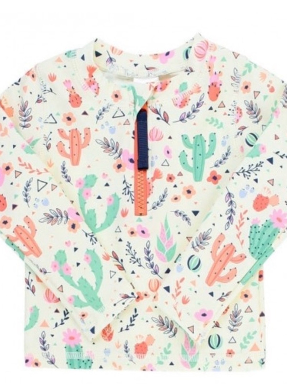 RuffleButts Toddler Cactus Print Long Sleeve Rash Guard 18-24M UPF Swim Beach